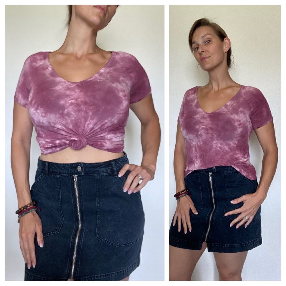 American Eagle Tie Dye Top Wine Pink Purple XS Oversized